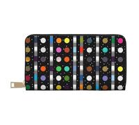 Wallet Women Large Capacity, Ladies Clutch Purse with Zipper, Long Wallet Cards Cell Phone Cash Holder Organizer Summer Summer Wallet Gifts for Her - Glitter Rainbow Polka Dot Stripe Black and White,
