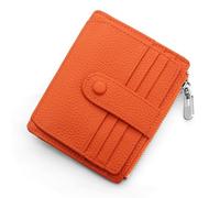 Wallet Women Men RFID Minimalist Credit Card Holder Genuine Leather Small Wallets for Women with Zipper Pocket for Coins Mini Wallet 14 Card Slots, orange, 11.5 cm x 9 cm x 1.5 cm, Minimalism