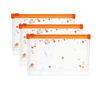 Wallets A4 3Pcs A6 Binder Zipper Pockets 7 X 5 Clear Envelope Folders Planner Waterproof Pouch Filing(Bright Orange)