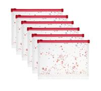 Wallets A4 6Pcs A5 Binder Zipper Pockets 9 X 7 Clear Envelope Folders Planner Waterproof Pouch Filing with Sequin Decor(Red)