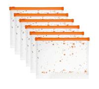 Wallets A4 6Pcs A5 Binder Zipper Pockets 9 X 7 Clear Envelope Folders Planner Waterproof Pouch Filing with Sequin Decor(Bright Orange)
