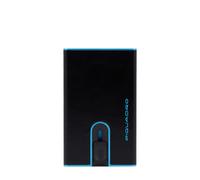 Piquadro - Blue Square Metal Automatic Card Holder - Men - Black | Sliding mechanism, Anti-fraud protection, Slim format, Everyday use