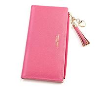 Wallets for Women Leather Cell Phone Case Holster Bag Long Slim Credit Card Holder Cute Minimalist Coin Purse Thin Large Capacity Zip Clutch Handbag Wallet for Girls Ladies, Barbie Pink, Large