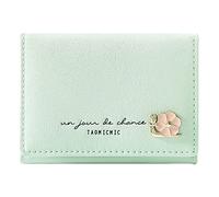 Wallets Women's Fashion Student Tri Fold Short Clip Wallet Wallets Men with Zip, Green, standard size