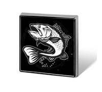 Walleye Fish Cartoon Square Badge Funny Button Pins Brooch
