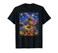 Walleye Fish Wearing USA Flag Glasses American Art T-Shirt