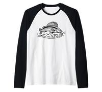 Walleye Line Art Fish Lover Raglan Baseball Tee