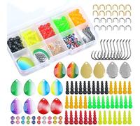 Walleye Spinner Rigs Kit, 144 Piece DIY Fishing Lure Making Supplies Parts Walleye Rigs Crawler Harness Colorado Sequins Spinner Clevis Stacked Beads