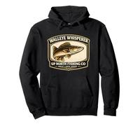 Walleye Whisperer Up North Fishing Badge Graphic Pullover Hoodie