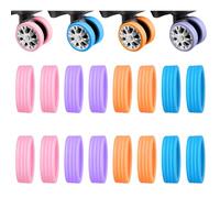 WALLFID 16PCS luggage wheel covers, Luggage wheel protective cover replacement, noise reduction, shockproof, durable, Fits most luggage or office chair casters (Colorful)