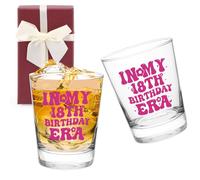 WALLFID 18th Birthday Gift for Her, 30th Birthday Glass Shot Glasses, Pink 18 Year Old Decoration for Girl Women, Party Favors, Personalised Gift for Daughter Sister Friend
