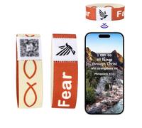 WALLFID 2 Pieces Set,Bible Verse Bracelets,Rosary Bracelet,Christian Gifts for Women,The Jesus Bible,Phone Recognition,Perfect for Adult Men and Women (Orange, Small)