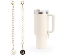 WALLFID 2Pcs Letter Charms Accessories for Stanley Cup,Letter Personalized Identification Charms for Water Cups,Capital ID/Name Letter Charm for Stanley Cup 30/40oz with Handle (black and white, A)
