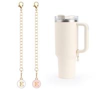 WALLFID 2Pcs Letter Charms Accessories for Stanley Cup,Letter Personalized Identification Charms for Water Cups,Capital ID/Name Letter Charm for Stanley Cup 30/40oz with Handle (white powder, O)