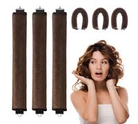 WALLFID 3Pcs Heatless Curlers,Hair Rollers for Long Hair,Hair tools for wavy hair curler styling,Overnight Heatless Hair Curlers,DIY Hair Styling Appliances (Brown)