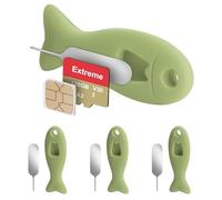 WALLFID 4 Pack SIM Card Removal Tool with Built-in SIM Card Storage - SIM Card Holder Contains Eject Pins Needle Opener Ejector Compatible with iPhone, Samsung, and More Cell Phones (4 pack, Green)