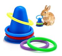 WALLFID 6-Piece Set,Bunny Toys for Rabbits Indoor,Rabbit Toys for Bunnies Boredom,Pet Enrichment Gear,Fun Activity Items,Rabbit Accessories,Suits Dutch Bunny Crossbreed Colourful Ring Set (Blue)
