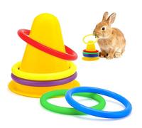 WALLFID 6-Piece Set,Bunny Toys for Rabbits Indoor,Rabbit Toys for Bunnies Boredom,Pet Enrichment Gear,Fun Activity Items,Rabbit Accessories,Suits Dutch Bunny Crossbreed Colourful Ring Set (Yellow)