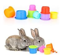 WALLFID 8 PCS Stacking Cups for Rabbits-Bunny Toys for Hiding Food and Playtime Fun,BPA-Free Safe Plastic Pet Toys,Multi-Coloured and Various Sizes (Multicolour)