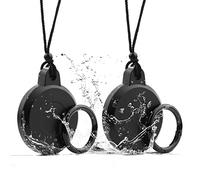 WALLFID Air-tag Holder Waterproof,Air-tag Necklace,Air-tag Keychain,Air-tag Case,Screw Full Cover Protective Air-tag Hidden GPS Tracker,Ai-rtag for Kids,Elderly,Pet,Clothing (Obsidian Black 2 Pack)