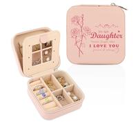 WALLFID Birthday Gift for Women,Pink Jewellery Box with Mirror,Daughter Gifts to Treasure,Daughter Birthday Gifts Personalized Touch,Gifts for Daughter Crafted with Care (Pink Roses, Daughter)