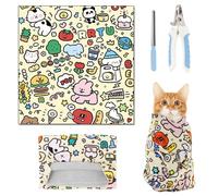 WALLFID Cat Wrap for Cutting Claws Nail Trimming, Self-Adhesive Cat Wrap for Grooming Restraint Blanket, Anti-Escape & Scratch-Resistant Cat Holder for Calm Nail Clipping (70 * 70cm)