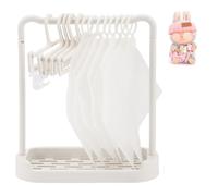 WALLFID Doll Wardrobe with Stand - Mini Wardrobe for 10/15/20 cm Plush Dolls - Set with Doll Hangers, Hooks & Dust Bags for Storage and Display of Doll Clothes