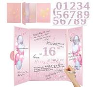 WALLFID Elegant Rose Gold or Sleek Black Gold DIY Guest Book A4 Size,Birthday Decorations for 18th,60th,70th Celebrations,Suitable for Messages and Signatures at Any Age Event (Pink Gold)