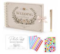 WALLFID Guest Book, 120 Pages Sign-In Photo Album（Wedding Theme) | For birthdays, weddings and baby showers, with pen, cards, photo corners and decorative stickers, a keepsake album