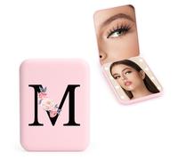 WALLFID Personalized 1X/3X Travel Mirror with Lights, LED Compact Mirror, Makeup Mirror, Folding Portable Mirror, Initials Pocket Mirror, for Girl Friend Mom Teacher Bridesmaid (M)
