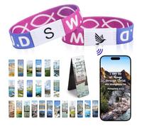 WALLFID Set of 24 Magnetic Bookmarks,Daily Bible Bookmark with NFC Bible Verse Bands,Essential Christian Bookmarks for Reading (Purple, S)