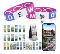WALLFID Set of 24 Magnetic Bookmarks,Daily Bible Bookmark with NFC Bible Verse Bands,Essential Christian Bookmarks for Reading (Purple, E)
