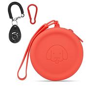 WALLFID Silicone Dog Treat Pouch Small Bag,with Pet Training Clicker,Walking Bag for Dog and Cat, Pocket Size, Easy to Clean, Odorless, Zipper Design,Moisture-proof,Travel Walking Bag (Claret)