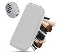 WALLFID Silicone Travel Makeup Brush Holder, 2-in-1 Organizer for Brushes & Beauty Sponge, Grey, Cosmetic Bag, Travel Essentials