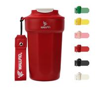 WALLFID Travel Mugs 14oz/450ml,Insulated Coffee Cup with Leakproof Lid,with ice Molds Circle,Reusable Coffee Cups Travel,Stainless Steel Coffee Mug for Hot and Cold Coffee Water (Flame Red)