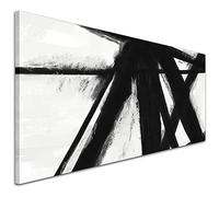 Wallfillers Abstract Black White Brushstrokes Framed Canvas Picture