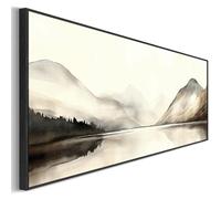 Wallfillers Bedroom Wall Art over Bed Horizontal Wide Framed Canvas Neutral Brown Panoramic (100 x 37cm)