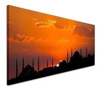 Wallfillers Blue Mosque Istanbul Orange Sunset - Modern Islamic Canvas - 1205-118x49cm