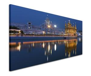 Wallfillers Blue Sikh Golden Temple Amritsar Canvas Wall Art Print - 1196-118x49cm