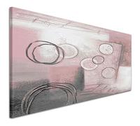 Wallfillers Blush Pink Grey Abstract Painting Canvas Wall Art Print - 1433-118x49cm