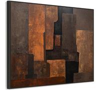 Wallfillers Earth Brown Orange Abstract - Rust Shadows Framed Canvas Art
