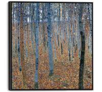 Wallfillers Gustav Klimt Birch Trees - Framed Canvas Wall Art - Beech Grove - FFs2125 - XL - 100x100cm