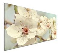 Wallfillers Japanese Cherry Blossom Duck Egg Blue White Floral Shabby Chic Canvas Modern - 1289 Small - 97x40cm