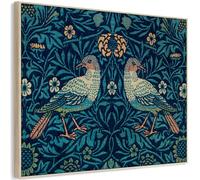 Wallfillers Large Blue William Morris Wall Art Framed Canvas Print of Famous Birds Design (100cm x 84cm)