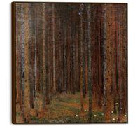 Wallfillers Large Gustav Klimt Tannenwald Framed Forest Wall Art Canvas of Fir Trees - 100cm x 100cm