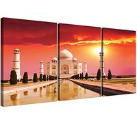 Wallfillers Large Islamic Taj Mahal Canvas Art - Set of 3 for your Bedroom - Modern Indian Canvas Pictures - 3193