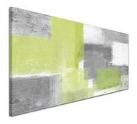 Wallfillers Lime Green Grey Canvas Wall Art Accessories - Abstract Print - 1369-118x49cm
