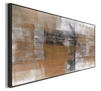 Wallfillers Long Wide Horizontal Framed Wall Art Print - Over Bed Couch Sofa - Panoramic Canvas - Orange Abstract Picture - L - XL - XXL (Orange 2, 153 x 67cm - BLACK Frame XXL)