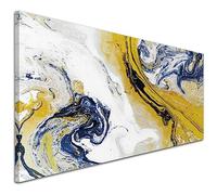 Wallfillers Mustard Yellow Blue Swirl Abstract Print