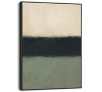 Wallfillers Neutral Green Abstract Framed Canvas - Rothko Style Balance (63cm x 93cm)
